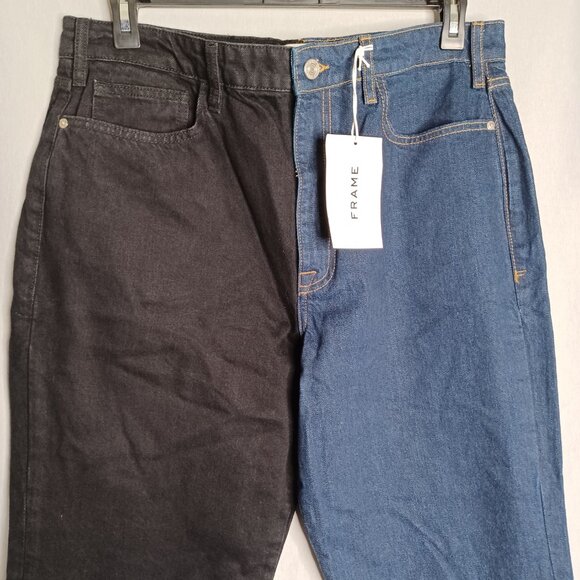 Frame Le Jane Jeans Womens 33 Colorblock High-Rise Straight Fit Streetwear Y2K - Picture 4 of 10